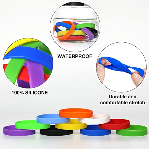 LVNRIDS 100 PCS Rubber Bracelets Colorful Silicone Elastic Wristbands Multicolor Bracelet for Youth Adult - Image 4