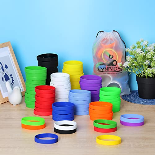 LVNRIDS 100 PCS Rubber Bracelets Colorful Silicone Elastic Wristbands Multicolor Bracelet for Youth Adult - Image 2