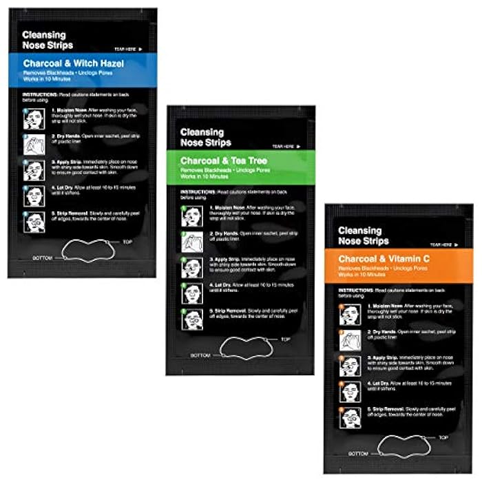 Global Beauty Care 18 Nose Cleansing Strips VARIETY PACK Charcoal with Tea Tree, Witch Hazel, & Vitamin C For Blackheads Removal Strips - 18 Ct - Image 4