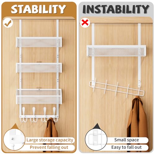 Kaiferty Over The Door Hooks Organizer, Coat Rack Over The Door Storage Hanger Towel Rack, Back of Door Storage Organizer for Bathroom,Bedroom,Kitchen,Office (White, 4-Tier) - Image 2