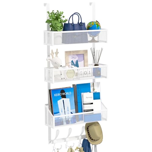 Kaiferty Over The Door Hooks Organizer, Coat Rack Over The Door Storage Hanger Towel Rack, Back of Door Storage Organizer for Bathroom,Bedroom,Kitchen,Office (White, 4-Tier) - Image 1
