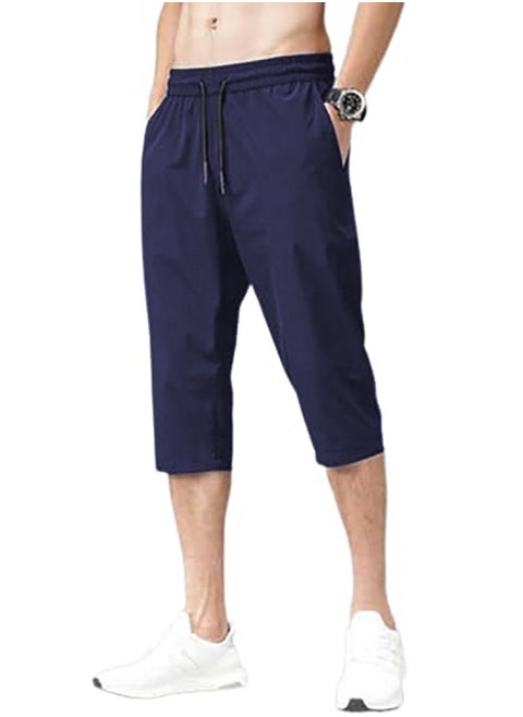 Men Long Short - Bermuda - Summer Melton Cotton - Dark Blue