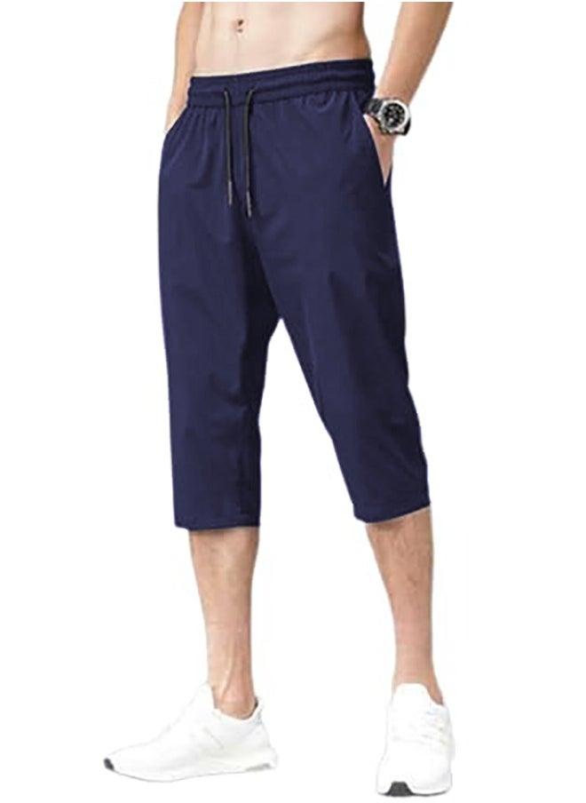 Men Long Short - Bermuda - Summer Melton Cotton - Dark Blue