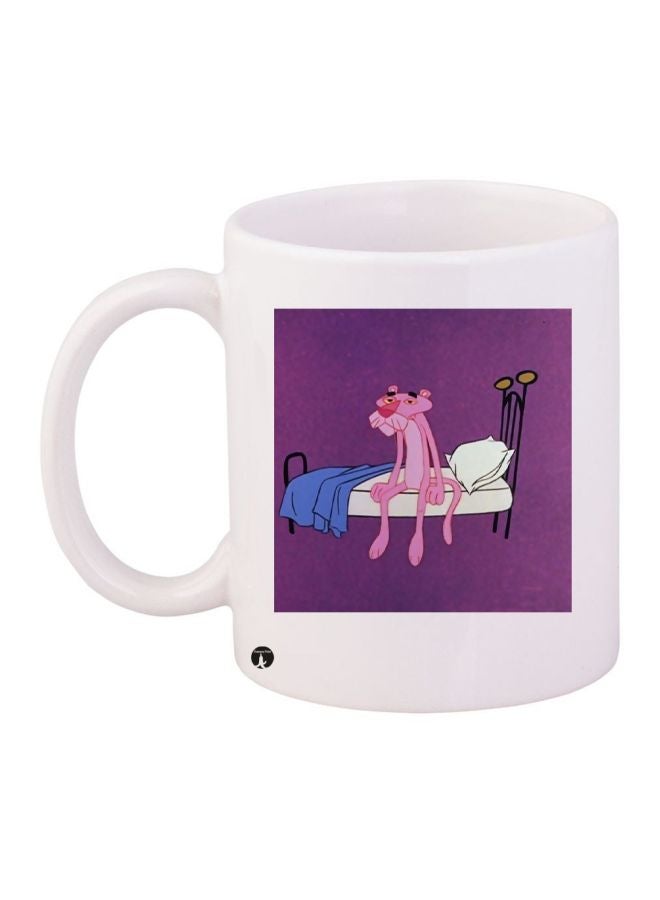 RYN Cartoon Printed Coffee Mug White/Purple/Pink 11ounce