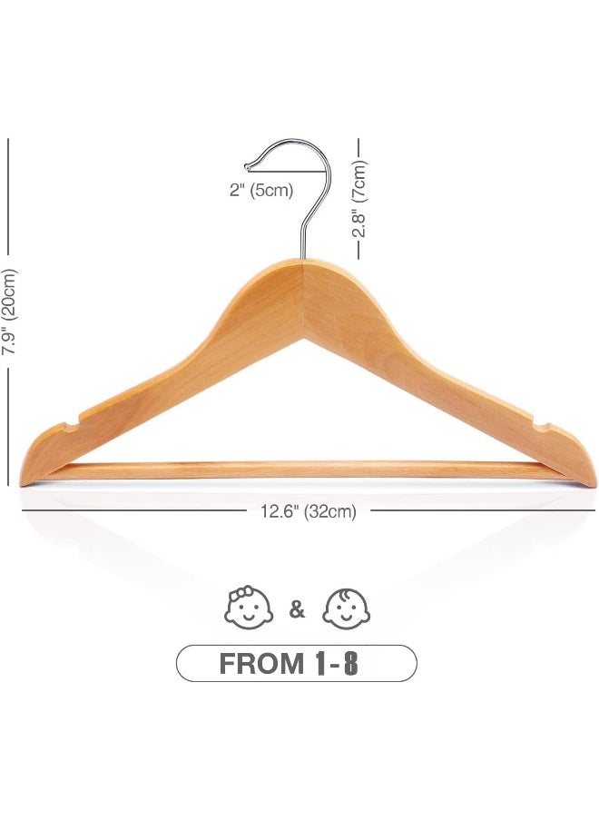 HOUSE DAY - HOUSE DAY 20 Pack Natural Colour Children's Wooden Clothes Hangers, Space Saving, 360° Rotating Hook, Non-Slip, for Coats, Suits, Trousers and Jackets - Image 1