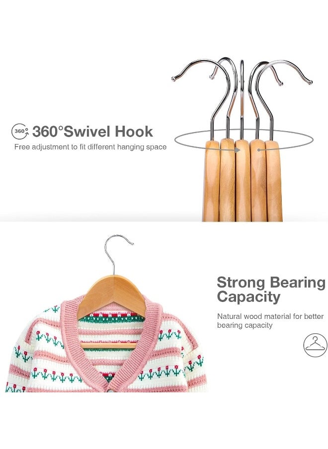 HOUSE DAY - HOUSE DAY 20 Pack Natural Colour Children's Wooden Clothes Hangers, Space Saving, 360° Rotating Hook, Non-Slip, for Coats, Suits, Trousers and Jackets - Image 1
