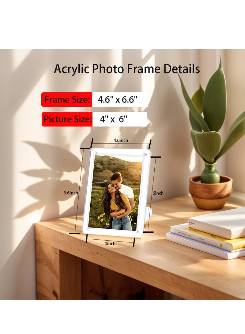 2 Pack Photo Frames Double Sided Acrylic Magnetic Picture Frame Desktop Postcard Display - Image 2