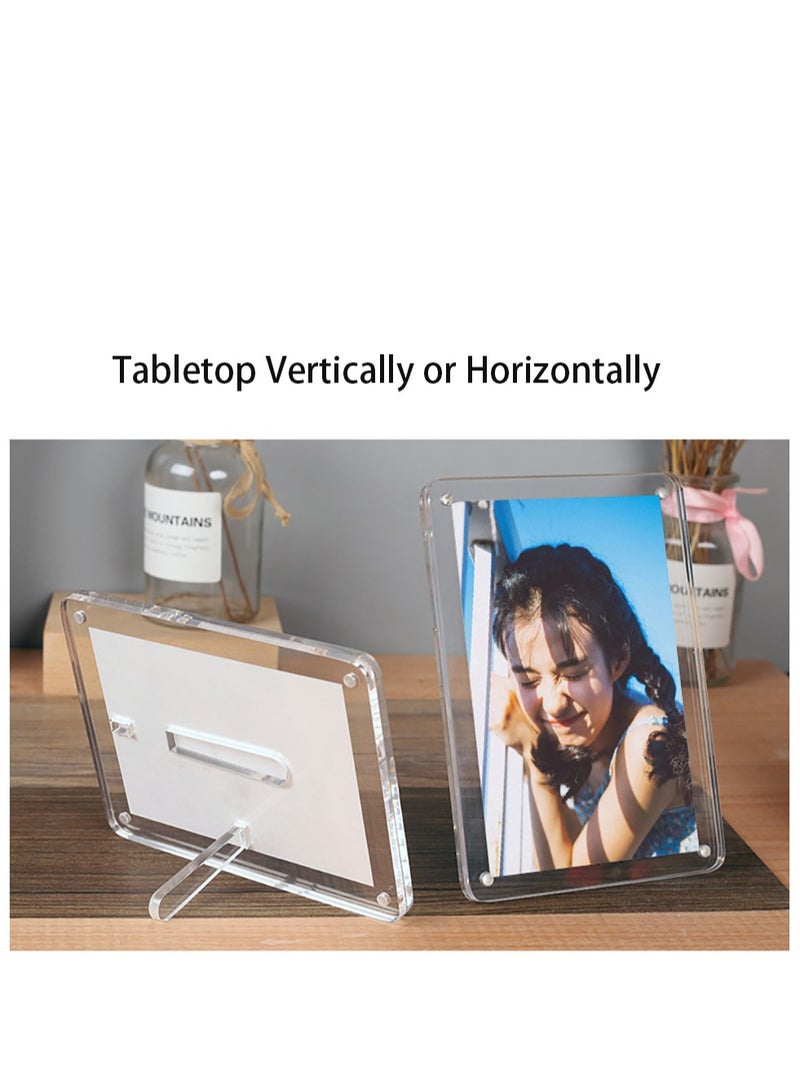 2 Pack Photo Frames Double Sided Acrylic Magnetic Picture Frame Desktop Postcard Display - Image 4