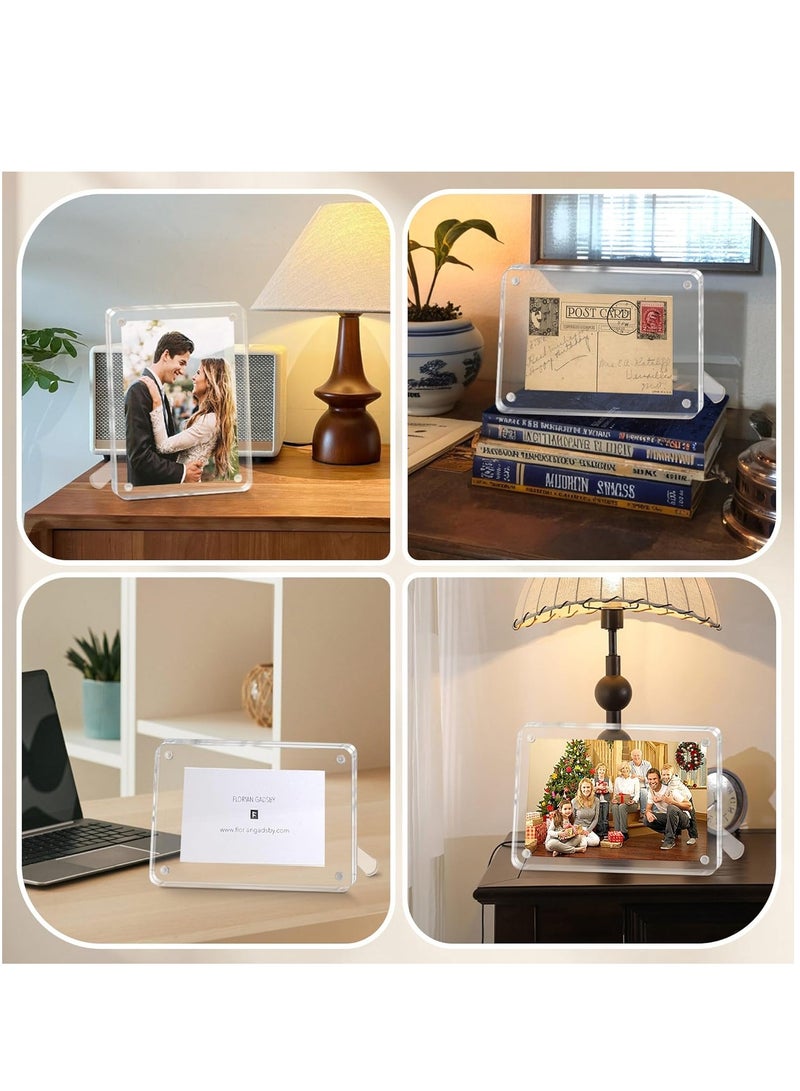2 Pack Photo Frames Double Sided Acrylic Magnetic Picture Frame Desktop Postcard Display - Image 3