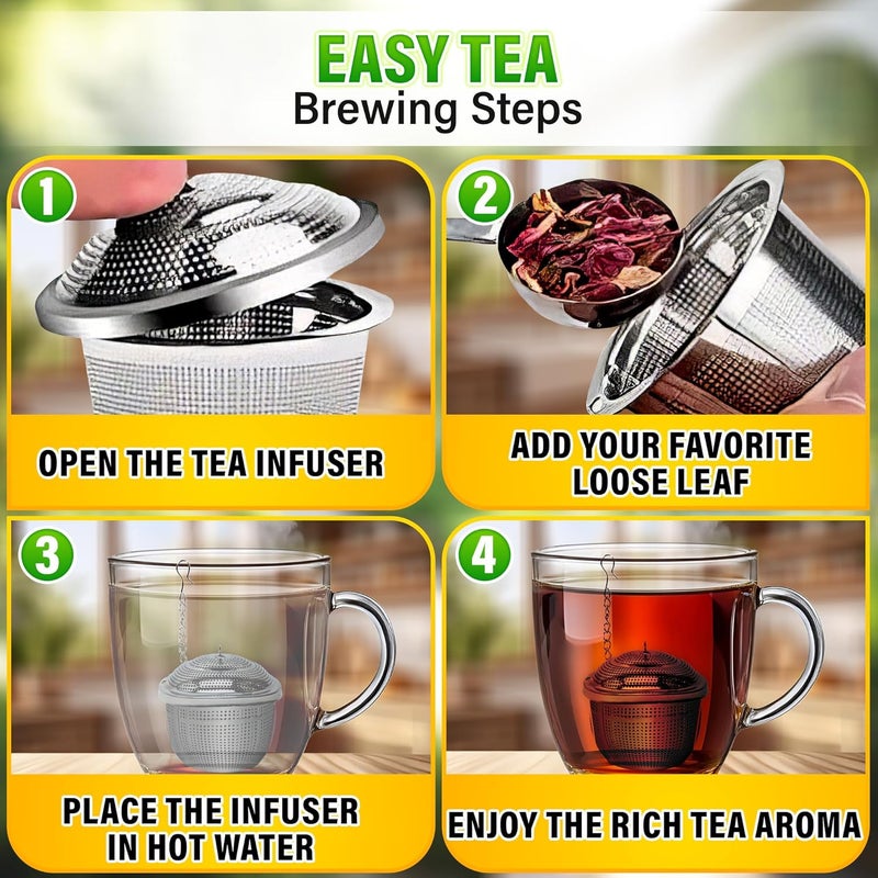 KETAR Set of 1 Large Tea Infuser, 2 Small Infuzers & Scoop With Bag Clip - Stainless Steel Infuser for Loose Leaf Tea Steeper Tea Strainers for Loose Tea Diffusers for Loose Tea - Loose Leaf Tea Infuser - Image 4