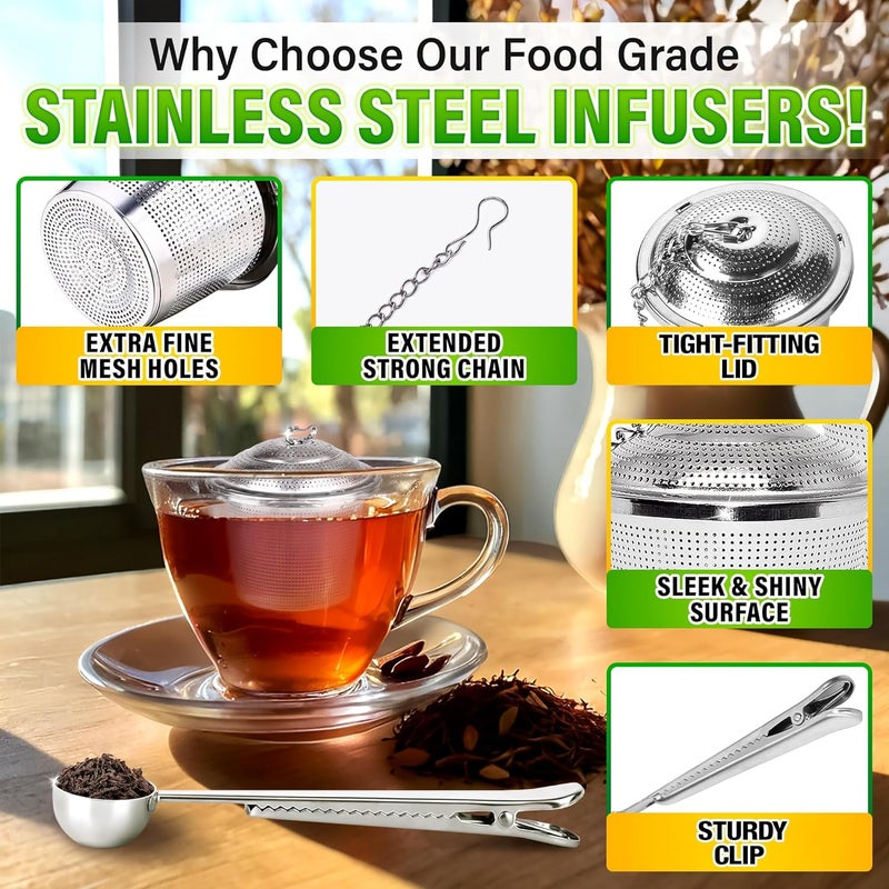 KETAR Set of 1 Large Tea Infuser, 2 Small Infuzers & Scoop With Bag Clip - Stainless Steel Infuser for Loose Leaf Tea Steeper Tea Strainers for Loose Tea Diffusers for Loose Tea - Loose Leaf Tea Infuser - Image 3