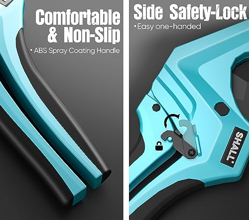 SHALL PVC Pipe Cutter, Cuts up to 2-1/2”, Heavy-Duty Aluminum Ratchet Pipe Cutter Tool for PVC, PPR, PE, PEX, Plastic Hoses & Plumbing Pipes, Fast Pipe Tube Cutters with High Performance SK5 Blade - Image 5