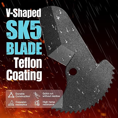 SHALL PVC Pipe Cutter, Cuts up to 2-1/2”, Heavy-Duty Aluminum Ratchet Pipe Cutter Tool for PVC, PPR, PE, PEX, Plastic Hoses & Plumbing Pipes, Fast Pipe Tube Cutters with High Performance SK5 Blade - Image 3