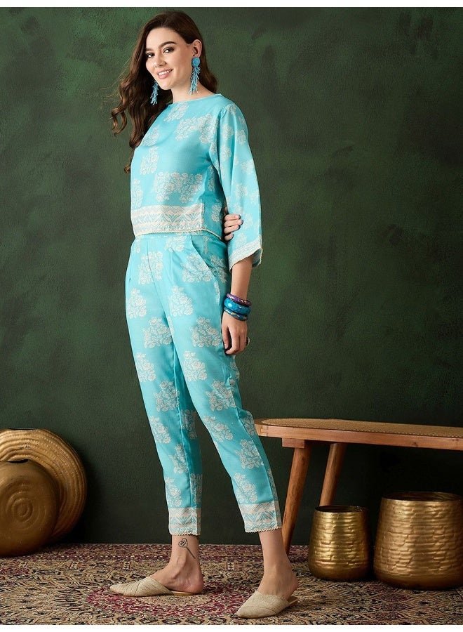 AKS Aqua Digital Printed Co-Ord Set  - Image 5
