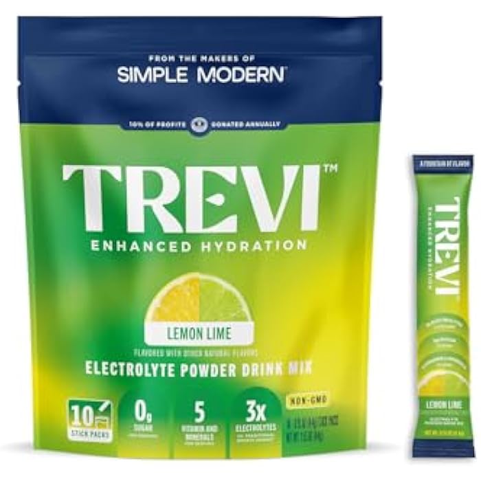 TREVI™ Sugar Free Electrolytes - Drink Mix Hydration Powder Packets - 10 Count - Lemon Lime - Image 1