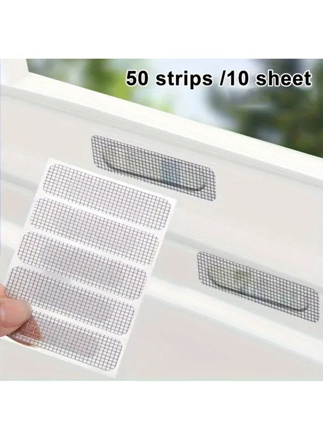 Window Screen Repair Kit 50 Self Adhesive Yarn Patches For Mosquito Net Holes - Image 1