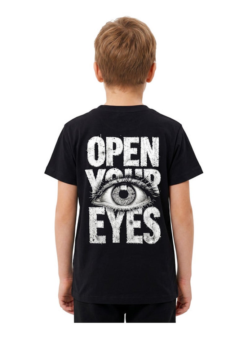 Andora "Open Your Eyes" Back Printed Boys T-Shirt - Black - Image 3