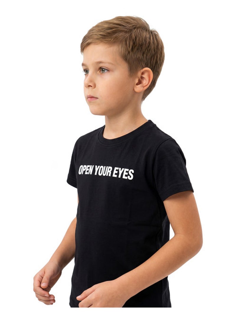 Andora "Open Your Eyes" Back Printed Boys T-Shirt - Black - Image 2