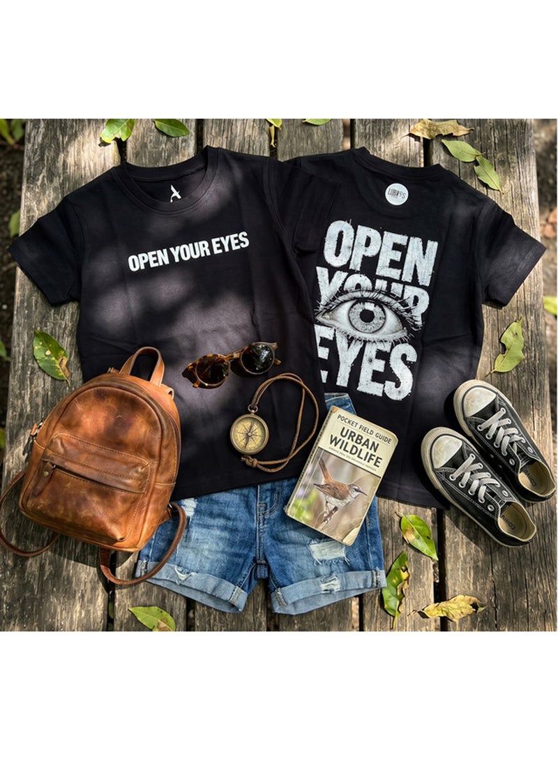Andora "Open Your Eyes" Back Printed Boys T-Shirt - Black - Image 4
