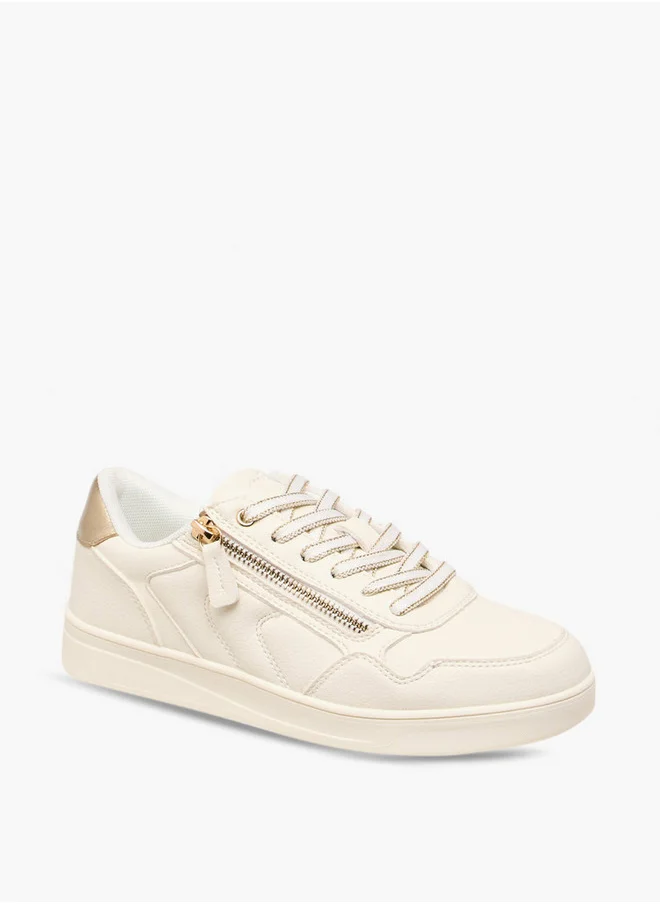 ميسي Women Panelled Sneakers with Zip Detail and Lace-Up Closure