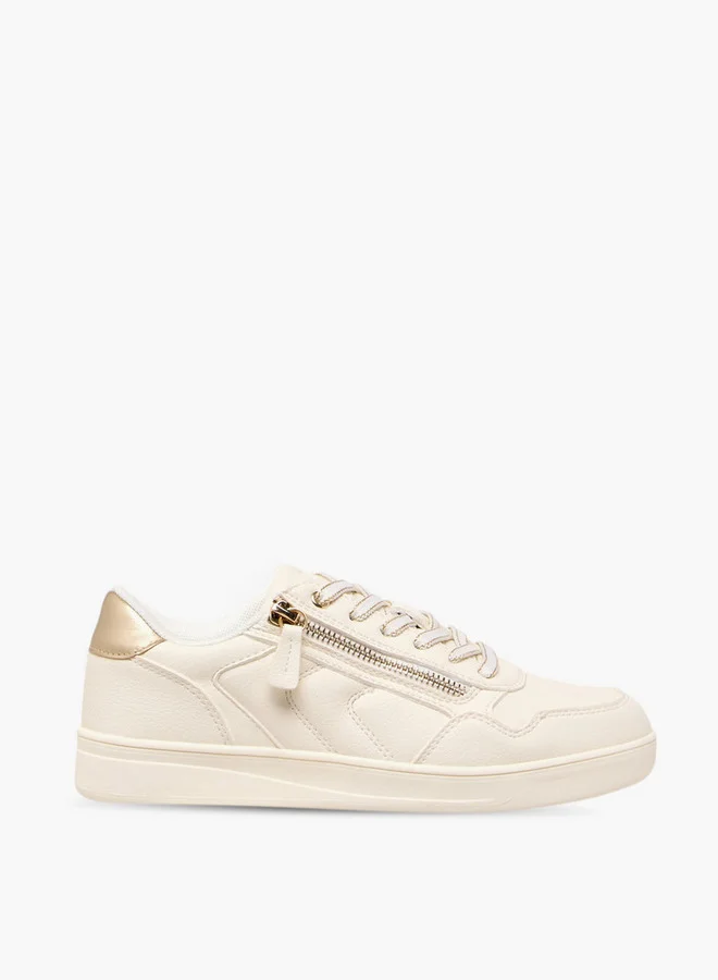 MISSY Women Panelled Sneakers with Zip Detail and Lace-Up Closure