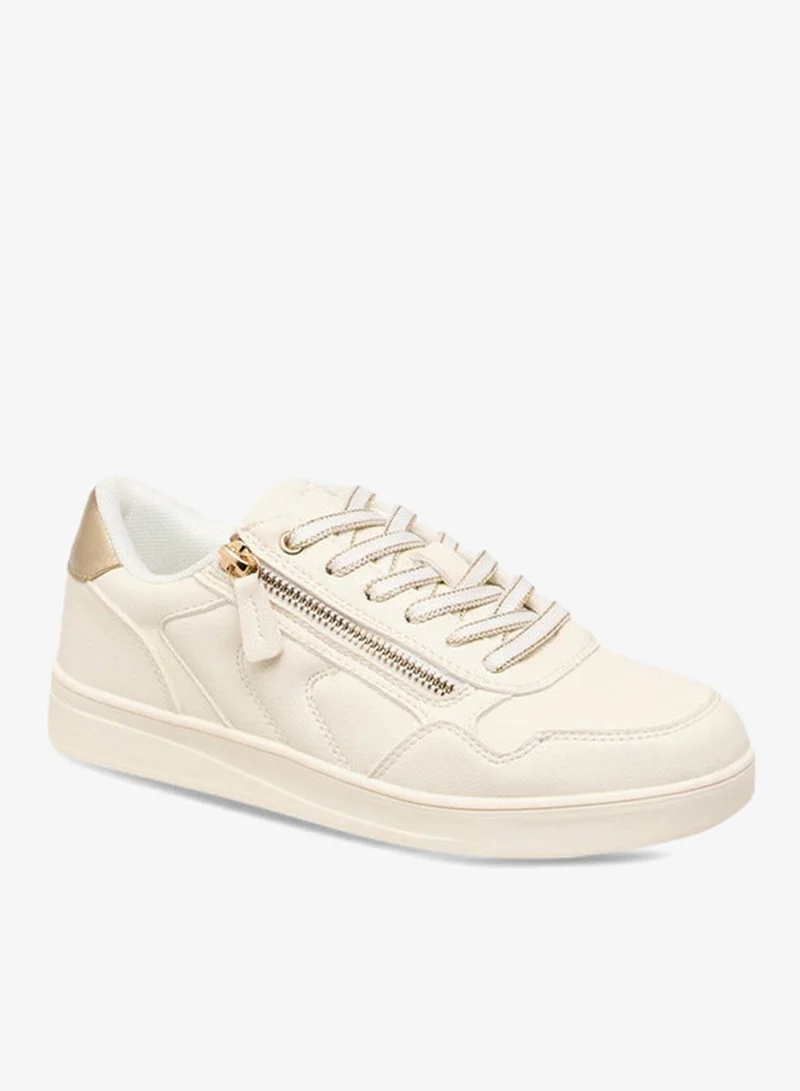 MISSY Women Panelled Sneakers with Zip Detail and Lace-Up Closure