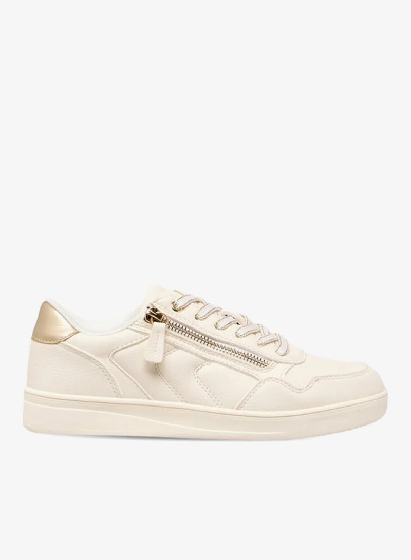 MISSY Women Panelled Sneakers with Zip Detail and Lace-Up Closure
