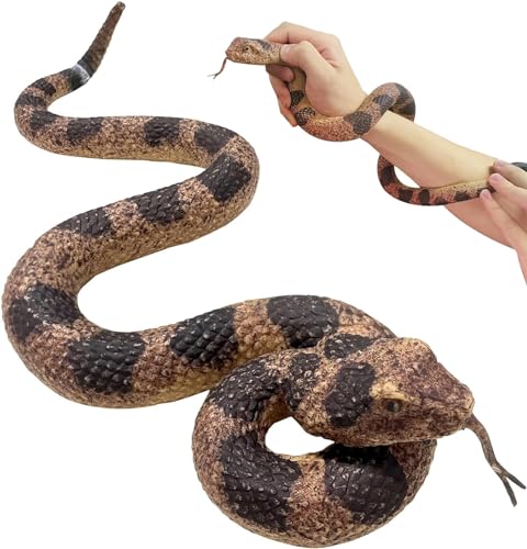 Hsxfl Realistic Fake Snakes Toy Soft Rubber Snake Realistic Keep Birds and Squirrels Away Rattlesnake Toys for Garden Gift April Fools Day Party Favors or Halloween Decoration Props - Image 1