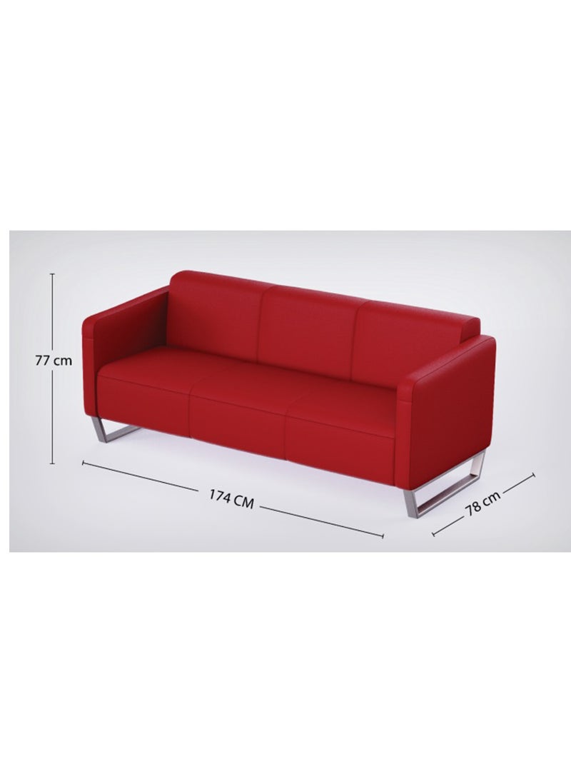 Mahmayi 2850 Three Seater PU Sofa - Red 174x78x77 Cm - Image 5