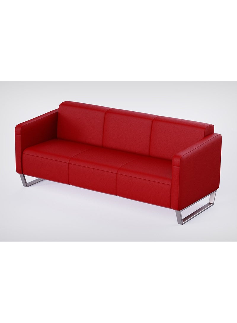 Mahmayi 2850 Three Seater PU Sofa - Red 174x78x77 Cm - Image 3