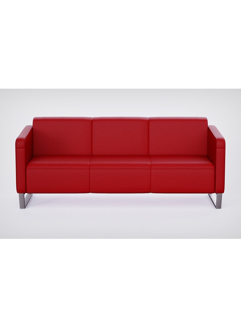 Mahmayi 2850 Three Seater PU Sofa - Red 174x78x77 Cm - Image 2