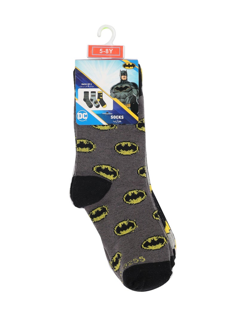 Warner Bros. Warner bros Batman Socks, Ankle Crew Socks for Kids (5 to 8 Years), Pack of 3 socks  - Image 1