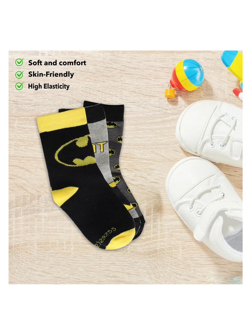 وارنر بروس. Warner bros Batman Socks, Ankle Crew Socks for Kids (5 to 8 Years), Pack of 3 socks