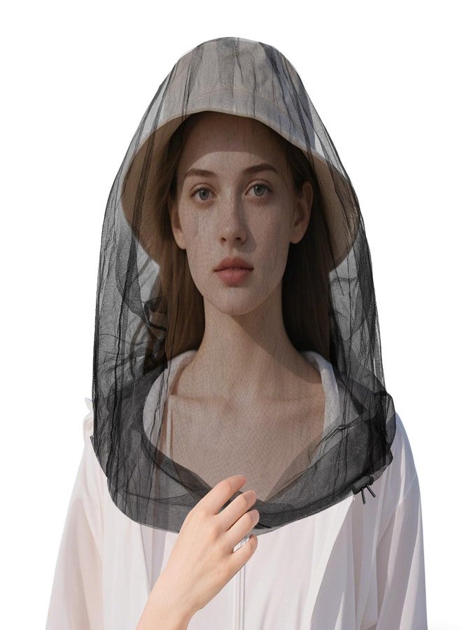JayruiMice Oversized Mosquito Net 42 x 25 Inches Ultra Large Mosquito Head Net Face Neck Fly Mesh Netting Fits All Hats for Outdoor Camping Hiking Fishing Gardening Safari(Black - Image 1