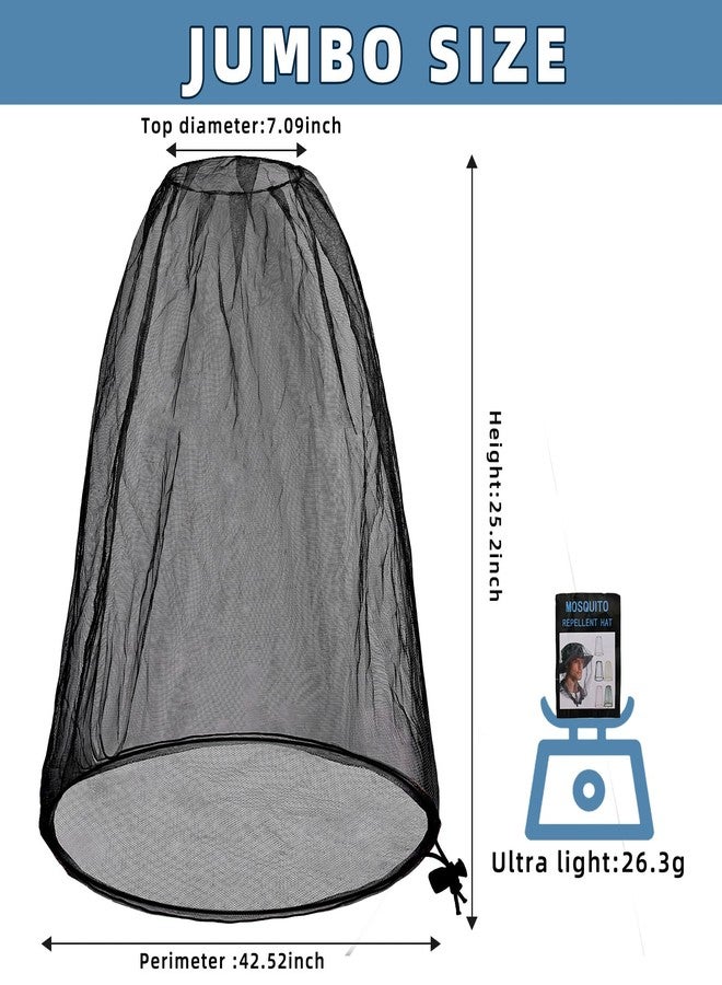 JayruiMice Oversized Mosquito Net 42 x 25 Inches Ultra Large Mosquito Head Net Face Neck Fly Mesh Netting Fits All Hats for Outdoor Camping Hiking Fishing Gardening Safari(Black - Image 2