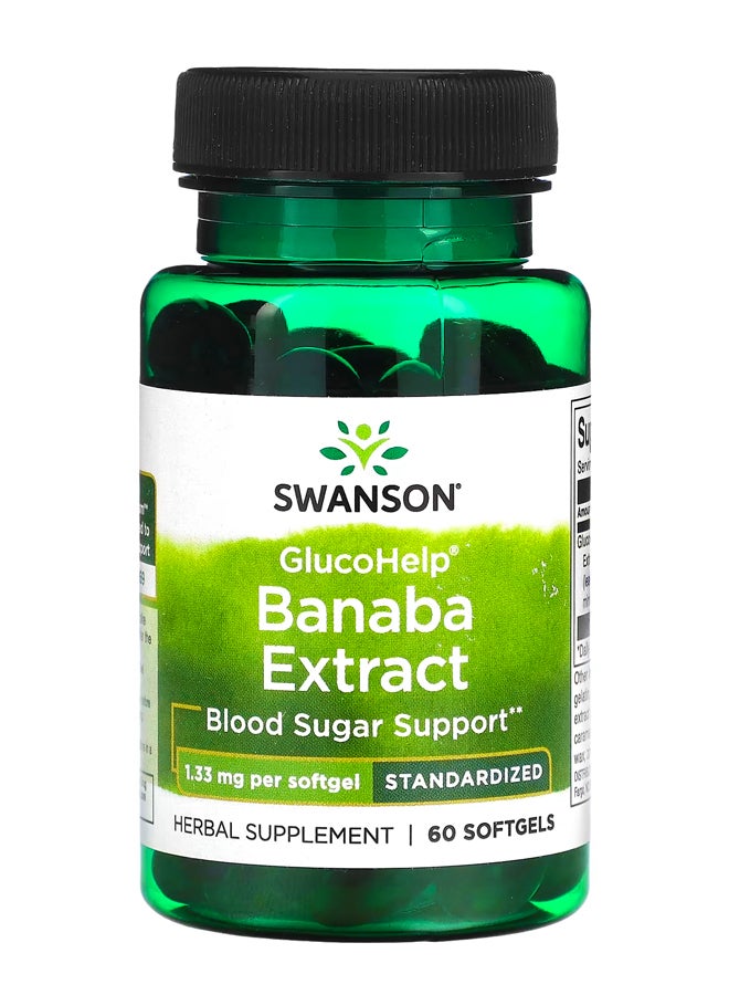 سوانسون GlucoHelp ، مستخلص بانابا ، 1.33 ملجم ، 60 كبسولة هلامية