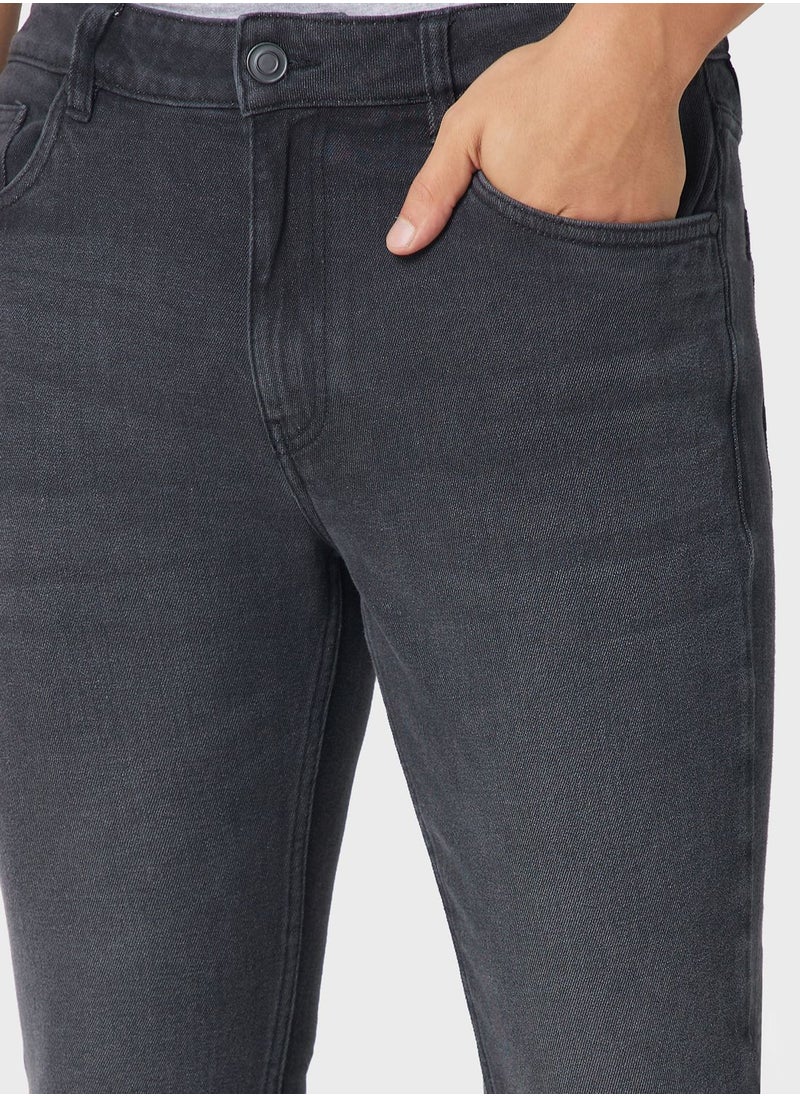 Slim Fit Washed Jeans