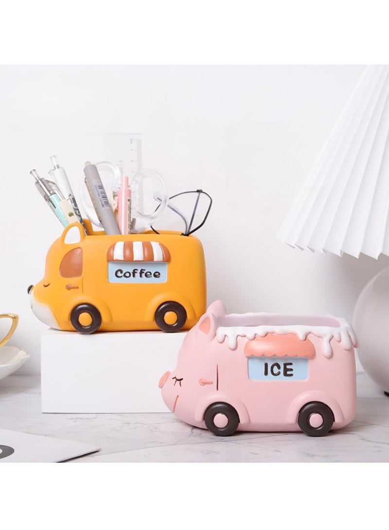 Generic Resin Succulent Plant Pot, Camper Car Succulent Plant Pot/Plant Pot/Flower Pot/Bonsai Pot for Herbs, Succulents, Cactus Pen Holder, Suitable for Micro Landscape Home Decoration (Cake Car)  - Image 2