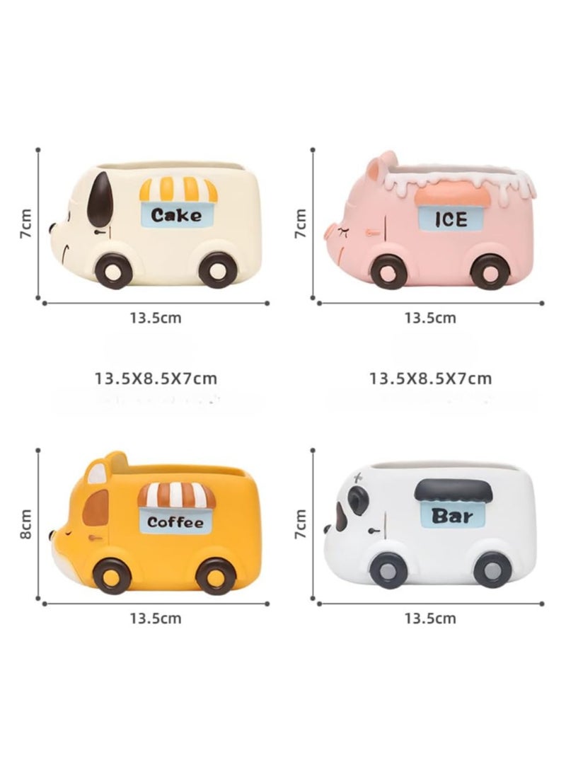Generic Resin Succulent Plant Pot, Camper Car Succulent Plant Pot/Plant Pot/Flower Pot/Bonsai Pot for Herbs, Succulents, Cactus Pen Holder, Suitable for Micro Landscape Home Decoration (Cake Car)  - Image 3