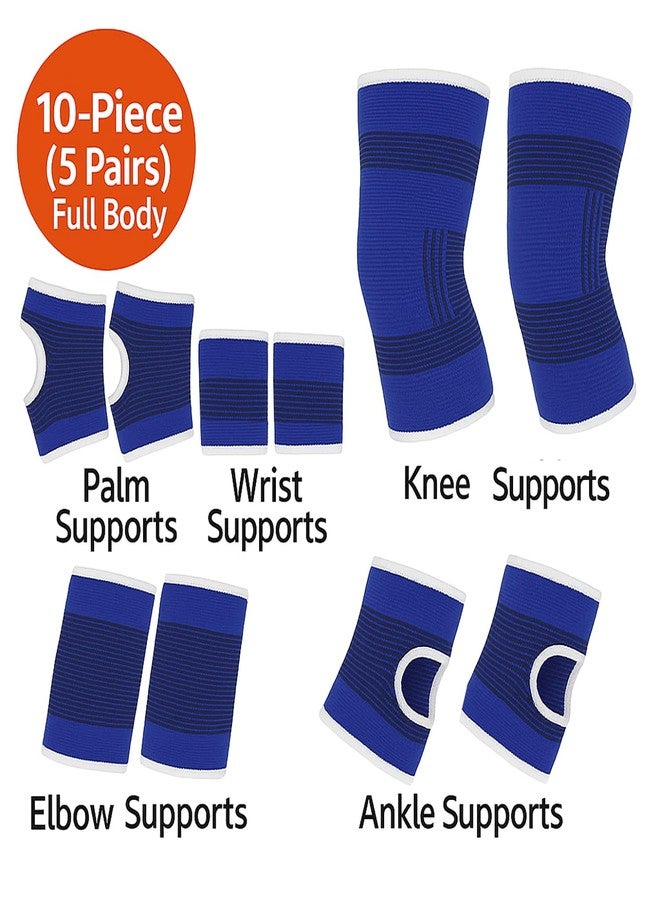 BNYD Knee Braces, Elbow Sleeve, Palm Support, Wrist Compression Band, Ankle Wrap Support Brace Set of 5 Pairs - Image 3