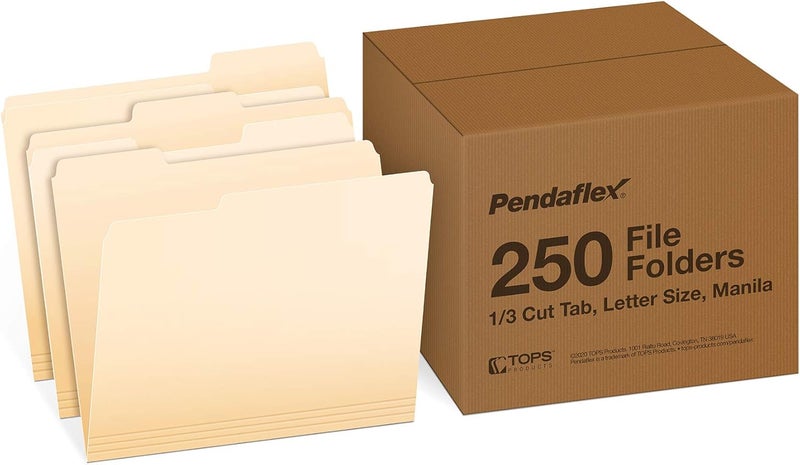 Pendaflex File Folders, Letter Size, 1/3 Cut, Manila, 250 per Box (752250) - Image 1