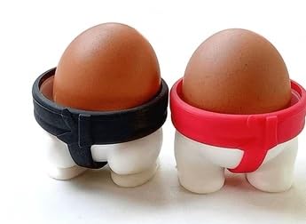 Baskety Unique Sumo Design Egg Holders Red or Black Ideal for Soft Hard Eggs Set of 2 - Image 1