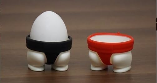 Baskety Unique Sumo Design Egg Holders Red or Black Ideal for Soft Hard Eggs Set of 2 - Image 5