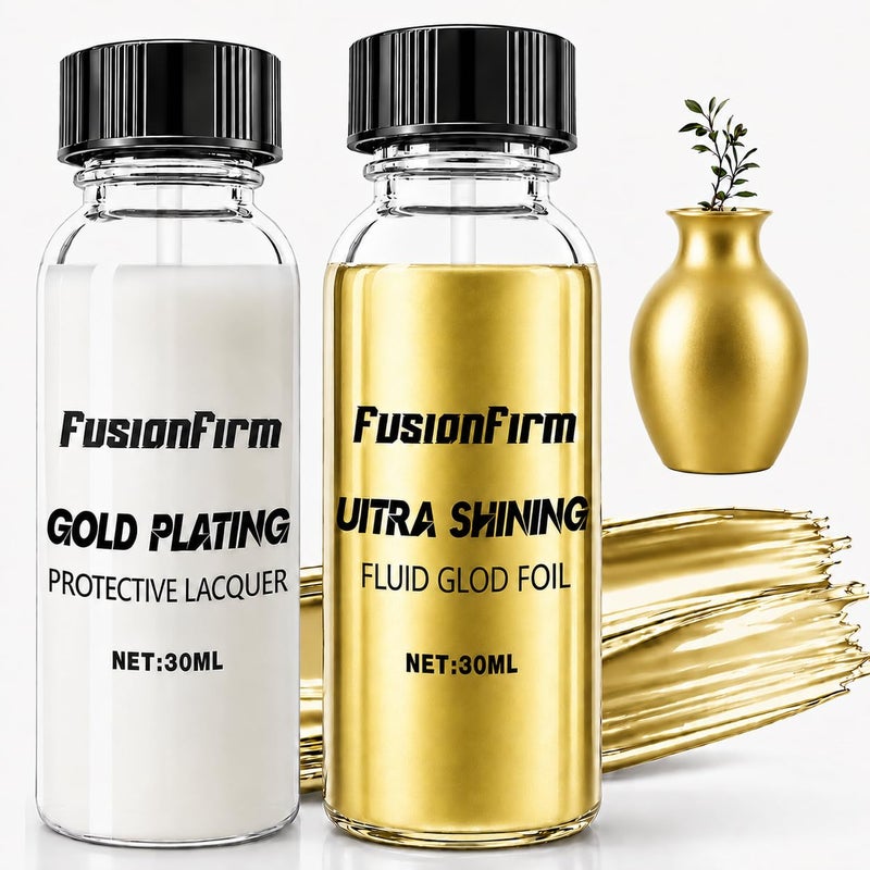 FusionFirm Liquid Leaf Paint AlcoholBased Airbrush Paint High Gloss Finish Gold 1 Fl Oz - Image 3