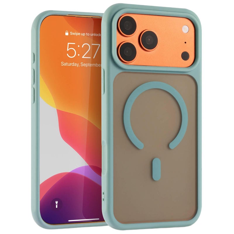 Acrylic MagSafe Case for iPhone 13 with Drop Protection and Strong Magnetic plus Shockproof plus Full Coverage plus Skin Feel in Cyan - ModaStar - Image 1