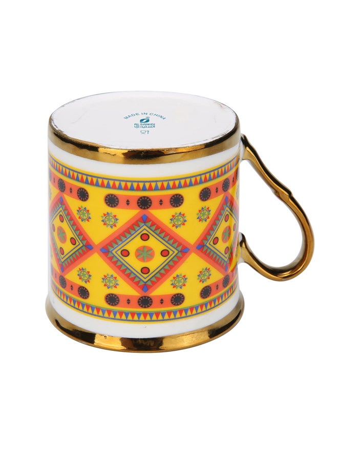 AL SANIDI Najdi Porcelain tea and coffee mug, Coffee cup for trips and travel, Yellow, 330 ml  - Image 4