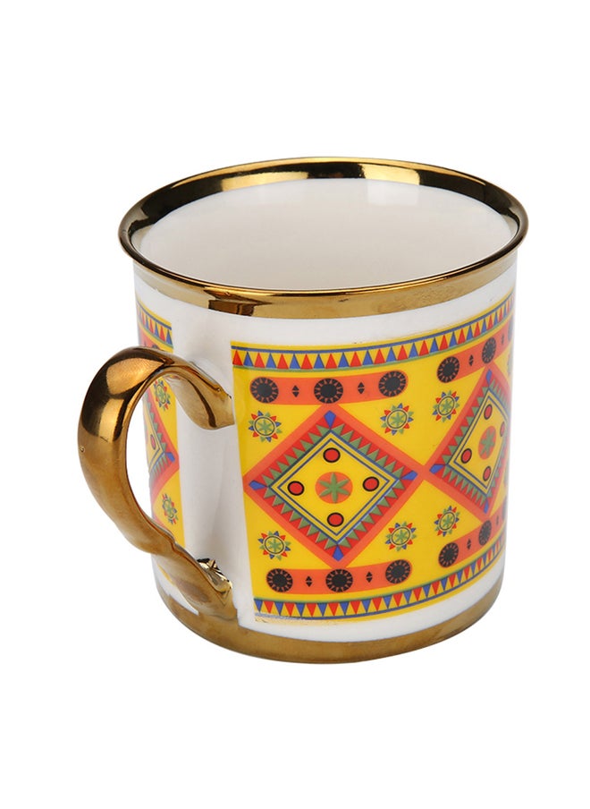 AL SANIDI Najdi Porcelain tea and coffee mug, Coffee cup for trips and travel, Yellow, 330 ml  - Image 2