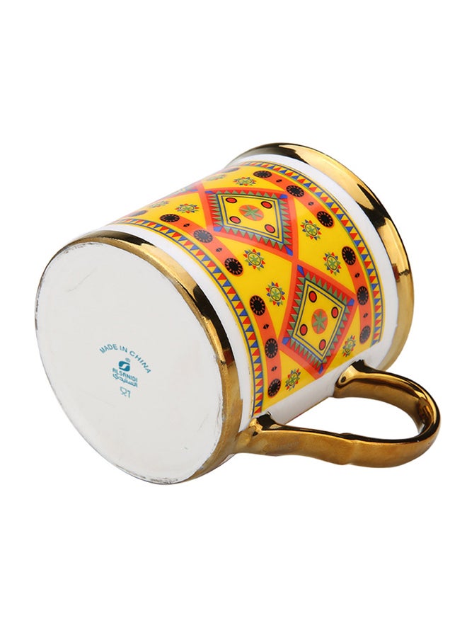 AL SANIDI Najdi Porcelain tea and coffee mug, Coffee cup for trips and travel, Yellow, 330 ml  - Image 5