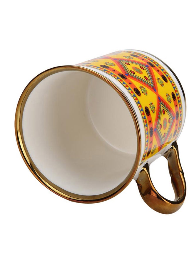 AL SANIDI Najdi Porcelain tea and coffee mug, Coffee cup for trips and travel, Yellow, 330 ml  - Image 3