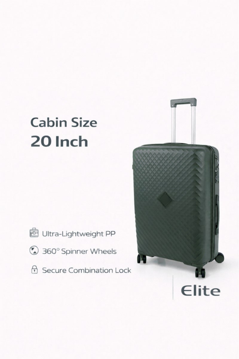 ELITE- Premium Hard-Shell Luggage 20 inch – Lightweight Spinner Suitcase – Dark Green - Image 1